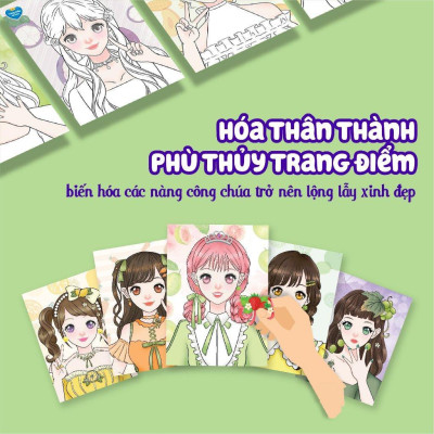 Sách - Trang Điểm Công Chúa Quả Cara - Tô Màu Và Bóc Dán Hơn 100+ Stickers Xinh Đẹp Cho Bé Gái - Megabook