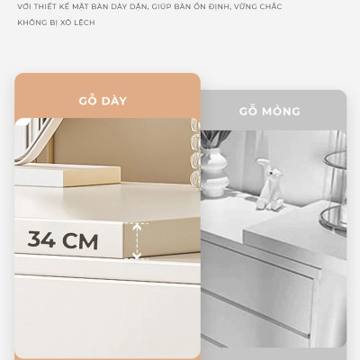 Bàn trang điểm đẹp xoay thông minh có tủ 3 ngăn kéo gỗ mdf phủ melamin chống xước thương hiệu IGA - GP325