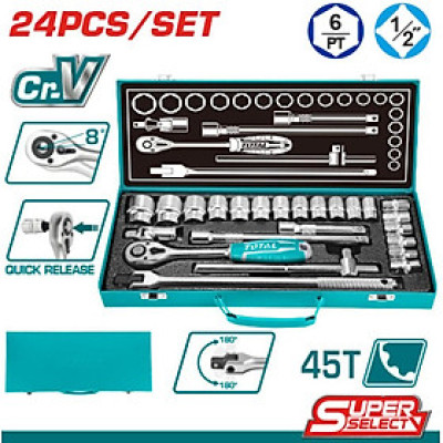 BỘ ĐẦU TUÝP 24 CÁI 1/2 INCH TOTAL THT121242 - HÀNG CHÍNH HÃNG