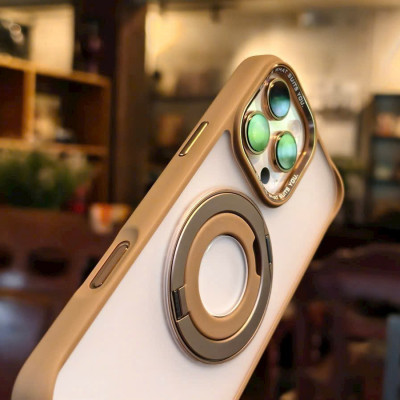 ốp lưng nhám chống sốc 2m từ tính cho iPhone 16 Pro Max / iP 16 pro hiệu HODA Magnetic Rough iring Xoay 360 độ, giá đỡ, sạc không dây nam châm N52, chống bám vân tay - Hàng nhập khẩu