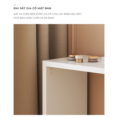 Bàn trang điểm đẹp xoay thông minh có tủ 3 ngăn kéo gỗ mdf phủ melamin chống xước thương hiệu IGA - GP325