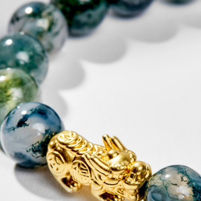 Vòng Tay Phong Thủy Nữ Đá Băng Ngọc Thủy Tảo Phối Charm Dream Catcher Mạ Vàng 24K (8mm) Mệnh Mộc, Hỏa Ngọc Quý Gemstones