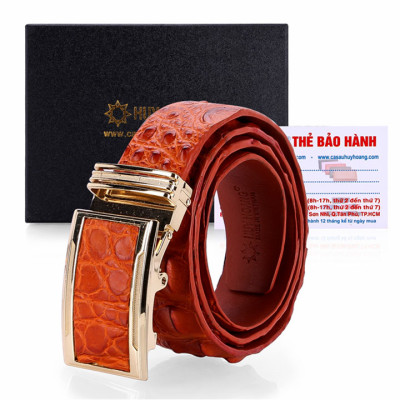 Thắt Lưng Nam Da Cá Sấu Gai Lưng Bản Lớn Huy Hoàng HT4226 - Vàng