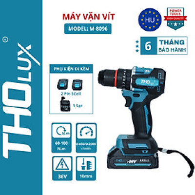 Máy vặn vít Tholux M-8096 Dùng pin Không Chổi Than, Lực Siết 100N.m
