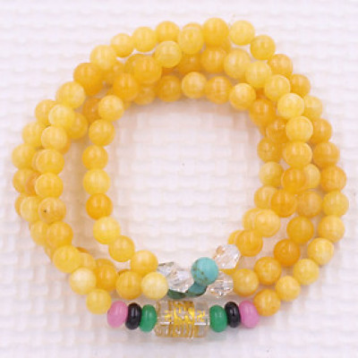 Vòng chuỗi 108 hạt đá ngọc tủy vàng charm lục tự chân ngôn - hạt 8 ly ( size lớn ), vòng chuỗi niệm Phật, vòng chuỗi đeo tay