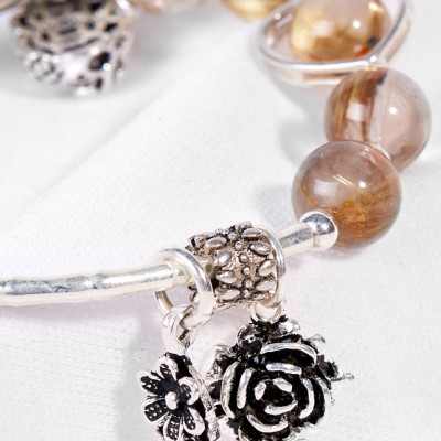 Vòng Tay Thạch Anh Tóc Vàng Phối Tỳ Hưu Treo Ngọc Quý Gemstones