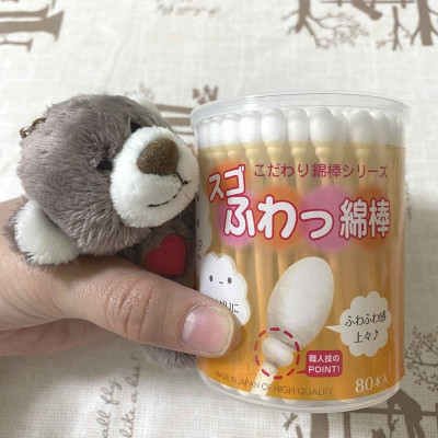 Hộp 110 tăm bông ngoáy tai kháng khuẩn Sanyo , sợi bông tự nhiên mềm mịn nhẹ nhàng làm sạch mà không gây ra cảm giác đau rát hay khó chịu - nội địa Nhật Bản