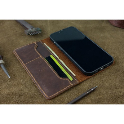 Bao da cho Iphone 14 pro max Handmade Da Bò Thật