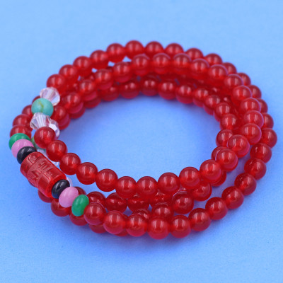 Vòng chuỗi 108 hạt đá thạch anh đỏ charm lục tự chân ngôn - hạt 8 ly ( size lớn ), vòng chuỗi niệm Phật, vòng chuỗi đeo tay