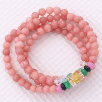 Vòng chuỗi 108 hạt đá thạch anh hống đào charm lục tự chân ngôn - hạt 8 ly ( size lớn ), vòng chuỗi niệm Phật, vòng chuỗi đeo tay