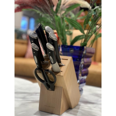 Bộ dao kéo kèm ống cắm gỗ Scanpan Classic 8 chi tiết 92000840, chất liệu thép không gỉ | Hàng chính hãng