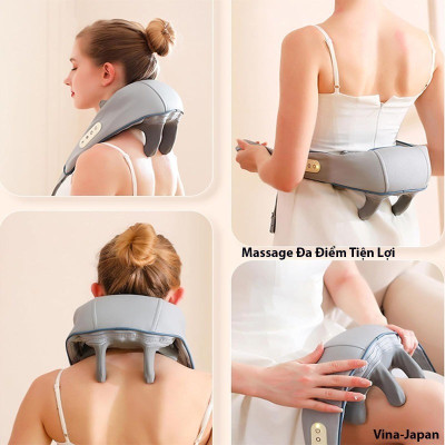 ￼Máy Massage Cổ Vai Gáy 6D BẢN CAO CẤP CÓ ĐÈN HỒNG NGOẠI , Đai Massage Cổ Vai Gáy Cắm Sạc PIN USB Tiện Lợi
