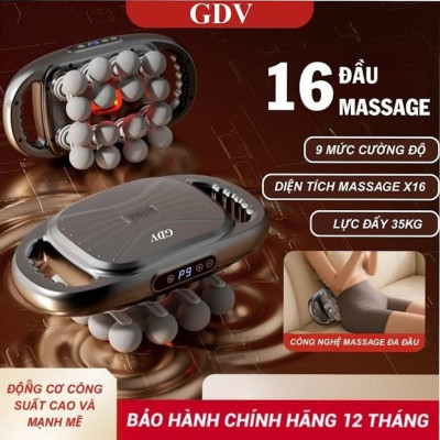 [Tặng củ sạc + cáp sạc] Máy Massage Toàn Thân Cầm Tay 16 Đầu, Máy Mát Xa Đấm Lưng 16 Đầu GDV - Hàng Chính Hãng