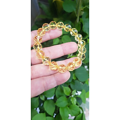 ️️Vòng tay phong thủy nữ đá thạch anh Vàng giác tự nhiên size vòng 10mm vòng màu vàng đẹp hợp nữ mệnh kim thổ thuỷ ạ