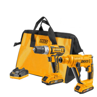BỘ MÁY KHOAN VẶN VÍT VÀ MÁY KHOAN BÊ TÔNG 20V INGCO CKLI2008 - HÀNG CHÍNH HÃNG
