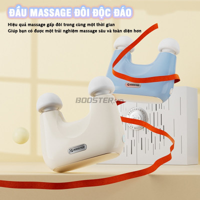 Máy massage cầm tay 2 đầu Booster mini KK, lực đấm mạnh, thiết kế nhỏ gọn sang trọng 3 tốc độ, 3 bộ đầu massage thư giãn