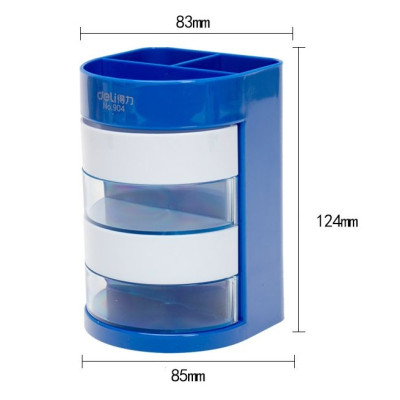 Khay Cắm Bút 4 Ngăn Xoay Deli 0904 - Màu Xanh