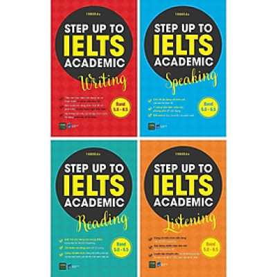 Sách - Combo 4 Cuốn: Step Up To Ielts Academic Reading + Listening + Writing + Speaking - 1980Edu - 1980 Books