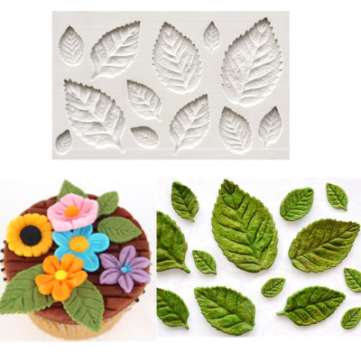 Bộ 3 khuôn làm bánh, rau câu silicon hoa hồng, hoa cúc đơn và lá - Mã số 1120