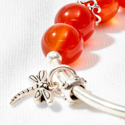 Vòng tay đá mã não đỏ phối tỳ hưu (đường kính 7cm)