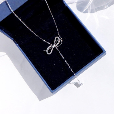 Dây chuyền choker nơ bạc 925 cá tính độc đáo Dế Bạc – D4412