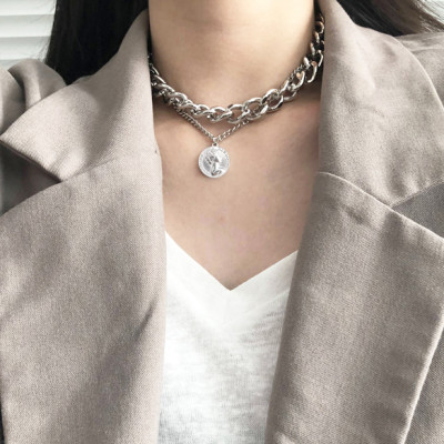 Dây chuyền bản to xích 2 tầng ấn tượng rock roll cá tính