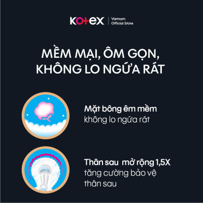 Lốc 4 gói BVS Kotex Siêu Ban Đêm 35cm Đệm bông chống tràn sau 8+1 miếng