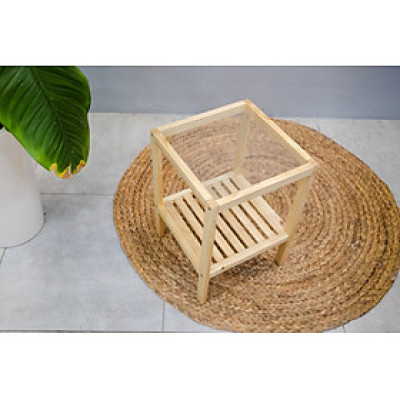 KỆ GƯƠNG GỖ ĐẦU GIƯỜNG MÀU GỖ - GLASS SHELF NATURAL