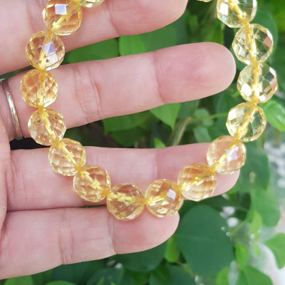 ️️Vòng tay phong thủy nữ đá thạch anh Vàng giác tự nhiên size vòng 10mm vòng màu vàng đẹp hợp nữ mệnh kim thổ thuỷ ạ