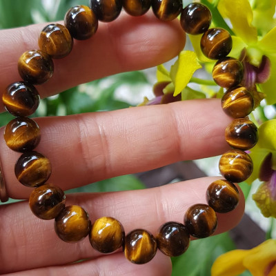 Vòng tay phong thuỷ may mắn nữ đá mắt hổ tự nhiên vàng nâu bóng mượt đẹp Size nữ vòng hạt 8mm Vòng hợp nữ mệnh kim mệnh thổ mệnh Thủy đeo tay đẹp ạ 