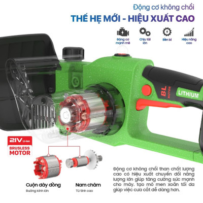 MÁY CƯA XÍCH PIN 21V 12 INCH AKUZA CX12 (GỒM 2 PIN, 1 SẠC) - HÀNG CHÍNH HÃNG