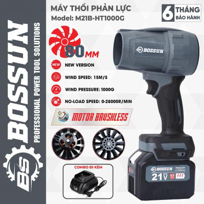 Máy Thổi Phản Lực Dùng Pin Bossun - M21B-HT1000G - Động Cơ Không Chổi Than - Chân Pin Phổ Thông - Pin 15 Cell 21V/6Ah