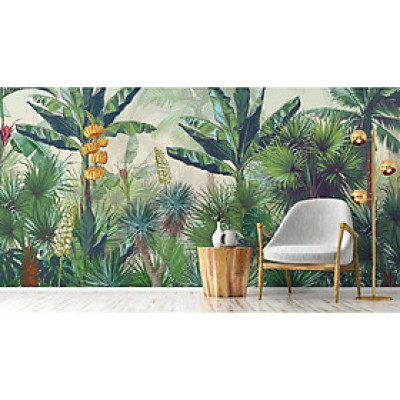 (HCM) Tranh dán tường 3d lá nhiệt đới tropical 5 tranh sẵn keo, dễ dán(in theo yêu cầu)