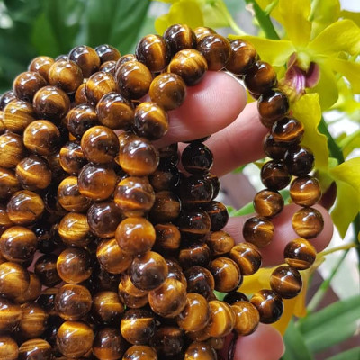 Vòng tay phong thuỷ may mắn nữ đá mắt hổ tự nhiên vàng nâu bóng mượt đẹp Size nữ vòng hạt 8mm Vòng hợp nữ mệnh kim mệnh thổ mệnh Thủy đeo tay đẹp ạ 