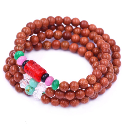 Vòng chuỗi 108 hạt đá kim sa charm lục tự chân ngôn - hạt 8 ly ( size lớn ), vòng chuỗi niệm Phật, vòng chuỗi đeo tay