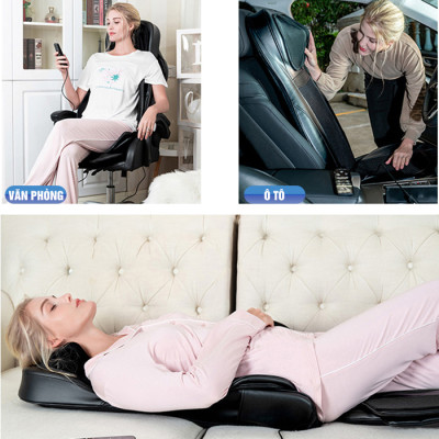 Ghế (Đệm) Massage Toàn Thân Nikio NK-181 - Máy Mát Xa Lưng, Cổ Vai Gáy, Con Lăn 3D Xoa Bóp Chuyên Sâu, Kết Hợp Hồng Ngoại, Rung Và Nhiệt Giúp Cơ Thể Thư giãn, Giảm Căng Thẳng - Màu đen