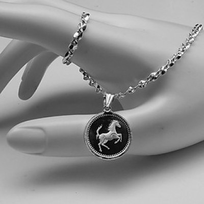 Dây chuyền và mặt dây chuyền trẻ em bằng bạc ta Bạc Hiểu Minh dte013 tuổi ngọ