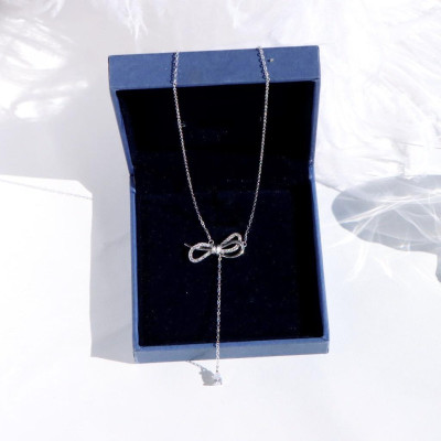 Dây chuyền choker nơ bạc 925 cá tính độc đáo Dế Bạc – D4412