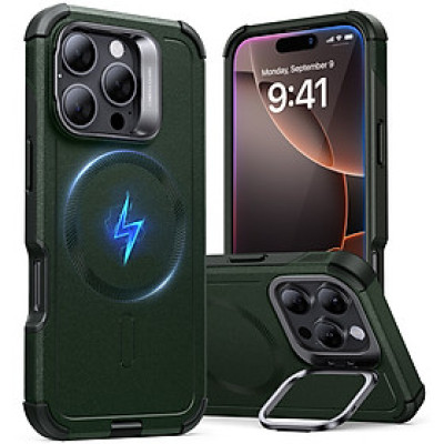 Ốp Lưng ESR Dành Cho iPhone 16 Promax/ iPhone 16 Pro, ESR Cyber Tough Case with Stash Stand (HaloLock), Sạc Từ Tính_ Hàng chính hãng