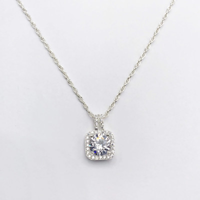 Dây Chuyền Vòng Cổ Bạc 925 Đá Vuông BẠC HIỂU MINH DMD462