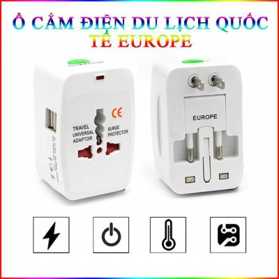 Ổ Cắm Điện Du Lịch Quốc Tế Đa Năng Europe Tặng Kèm Túi Đựng