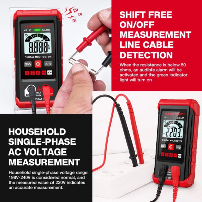 HÀNG NHẬT - Đồng Hồ Vạn Năng Kỹ Thuật Số Mini HT123 - Đjo Điện Áp AC/DC, Tự Động, ĐÔNG HỒ TREO TƯỜNG