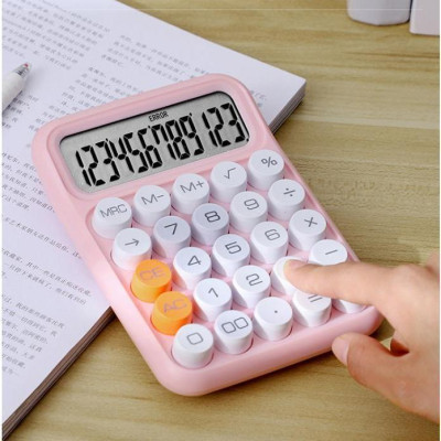 Máy Tính 12 Chữ Số Loại Lớn Phím Tròn Màu Sắc Thời Trang Xinh Xắn