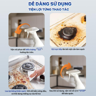 Combo 3 chai xịt tẩy đa năng TOPGIA 500ml làm sạch vết bẩn, khử mùi, kháng khuẩn hiệu quả.