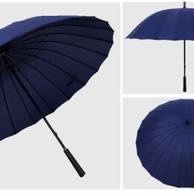 Ô dù cán dài 24 nan cỡ lớn siêu chắc chắn chống lật vải chống uv màu xanh đen