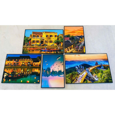 (CÓ ẢNH THẬT)Tranh phố cổ Hôi An, tranh treo tường trang trí quán ăn, nhà hàng, khách sạn