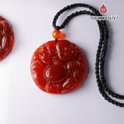 Mặt dây chuyền phật Di Lặc đá mã não đỏ 47x9mm mệnh hỏa, thổ - Ngọc Quý Gemstones