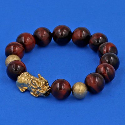 Vòng tay chuỗi hạt đá mắt hổ đỏ đen 12 ly cẩn tỳ hưu TH83