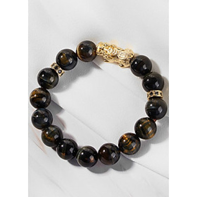 Vòng tay thạch anh mắt hổ phối tỳ hưu bạc mạ vàng 24k Ngọc Quý Gemstone