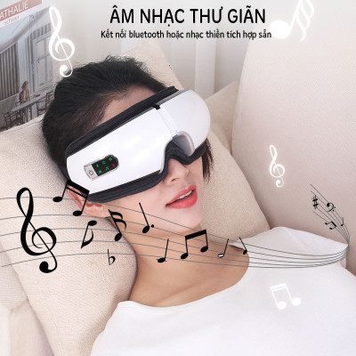 Máy Massage Mắt 4 Chế Độ Massage Kết Hợp Chế Độ Rung Kết Nối Bluetooth, Làm Giảm Căng Thẳng Mệt Mỏi và Lưu Thông Máu - Hàng Chất Lượng 